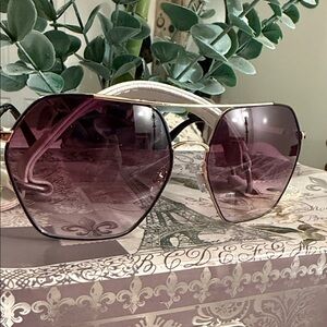 Oscar de la Renta Hexagonal Purple Sunglasses